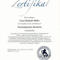 Zertifikat psychologische Beraterin